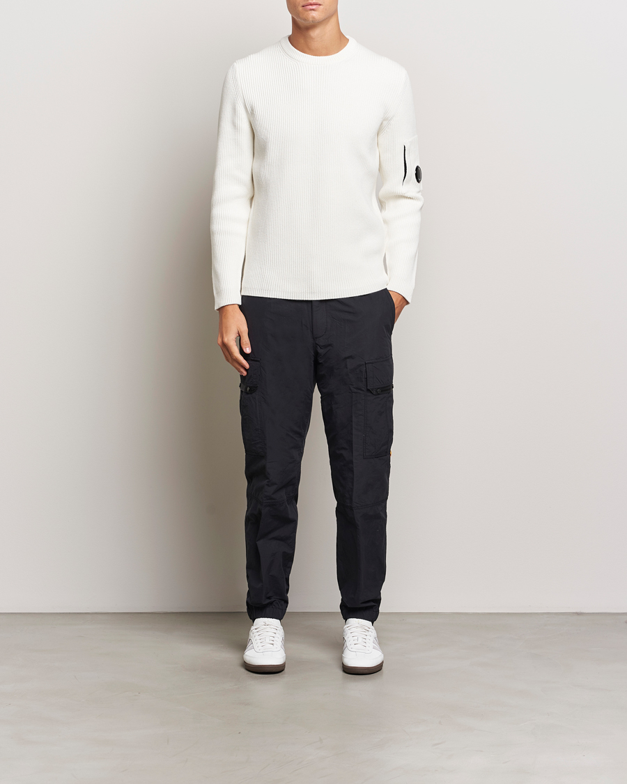 Mies | Puserot | C.P. Company | Full Rib Knitted Cotton Crew Neck Off White