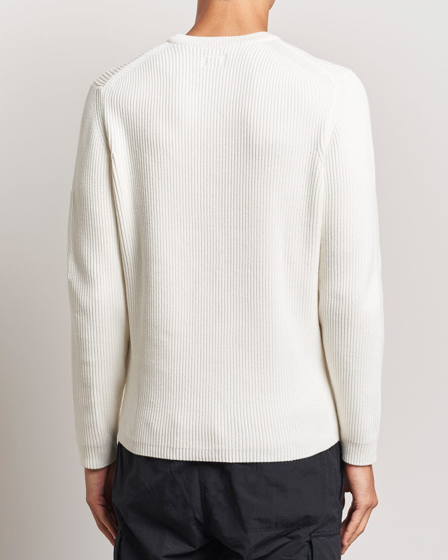 Mies | Puserot | C.P. Company | Full Rib Knitted Cotton Crew Neck Off White