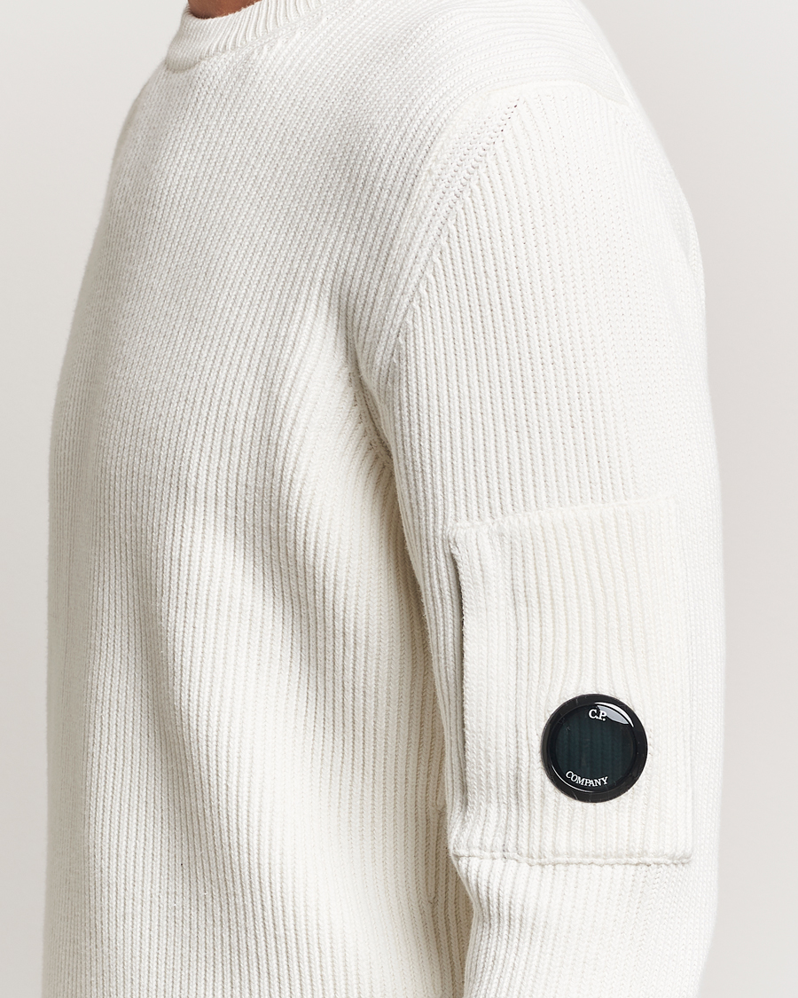 Mies | Puserot | C.P. Company | Full Rib Knitted Cotton Crew Neck Off White