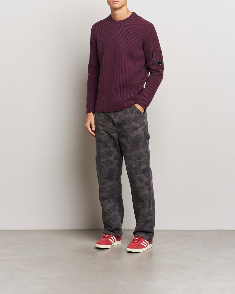 Mies | Puserot | C.P. Company | Full Rib Knitted Cotton Crew Neck Burgundy
