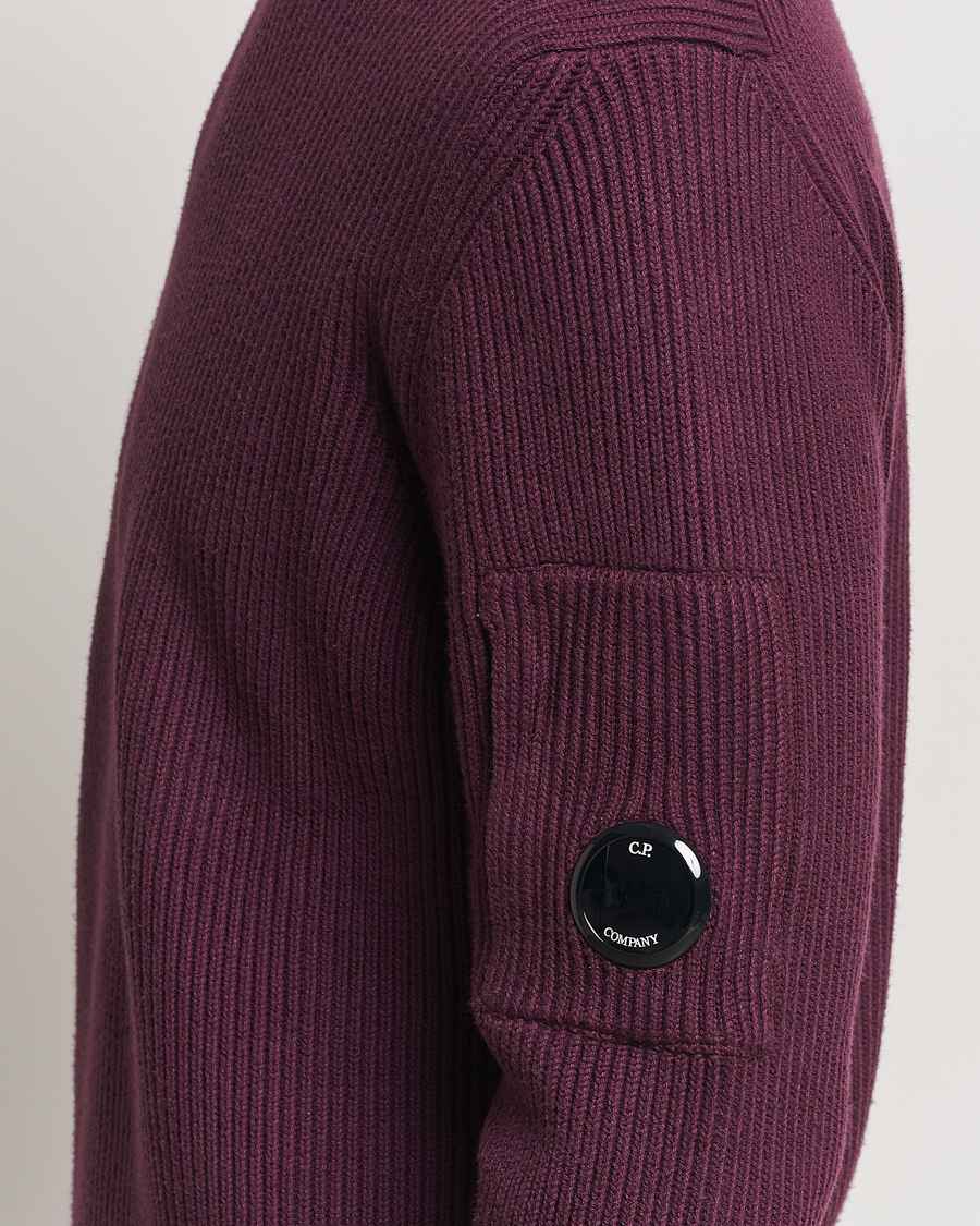 Mies | Puserot | C.P. Company | Full Rib Knitted Cotton Crew Neck Burgundy