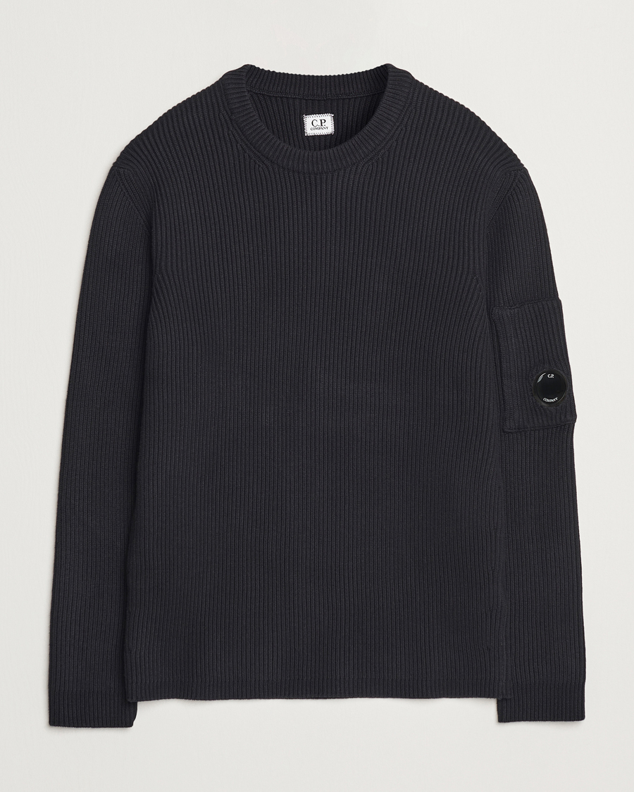 Mies | Puserot | C.P. Company | Full Rib Knitted Cotton Crew Neck Black