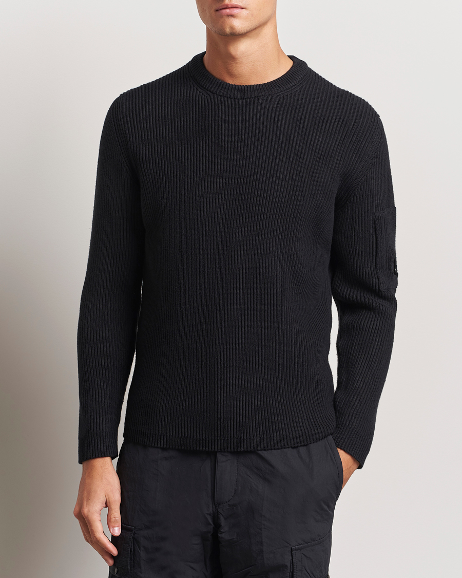 Mies | Puserot | C.P. Company | Full Rib Knitted Cotton Crew Neck Black