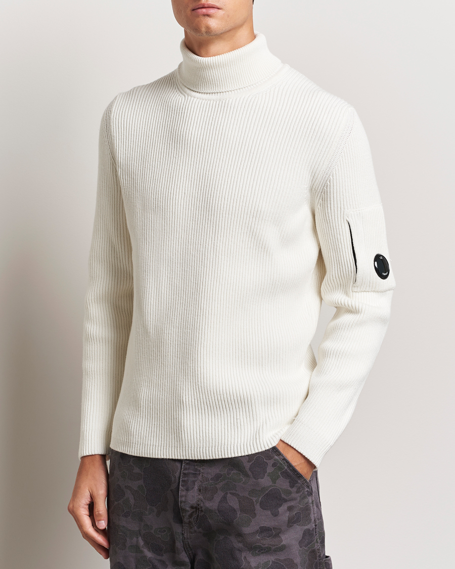 Mies | Puserot | C.P. Company | Full Rib Knitted Cotton Rollneck Off White
