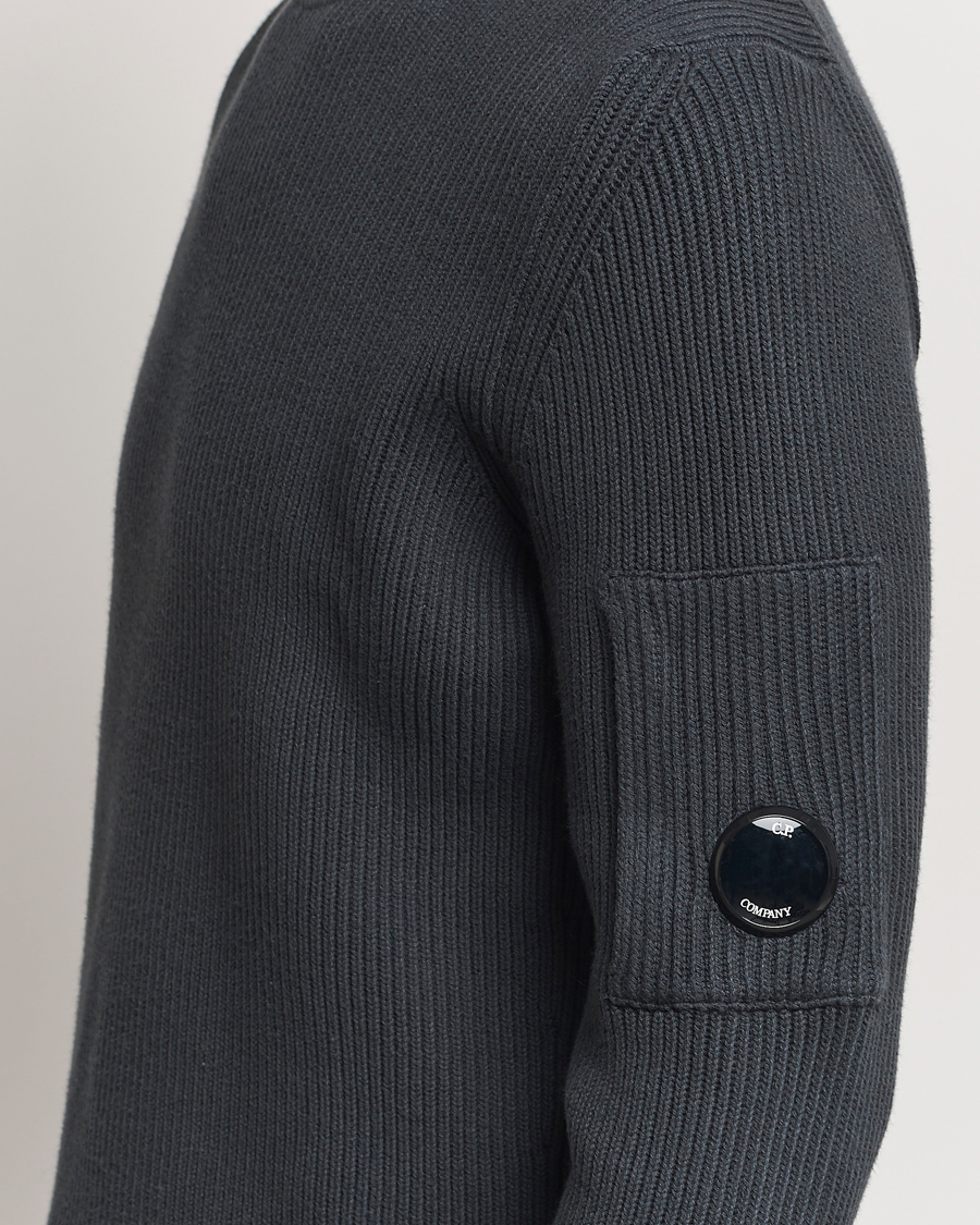 Mies | Puserot | C.P. Company | Full Rib Knitted Cotton Rollneck Grey Black