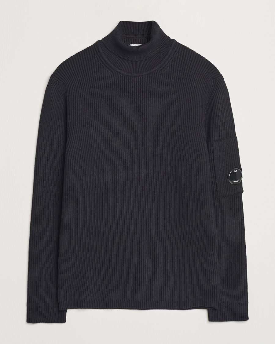 Mies | Puserot | C.P. Company | Full Rib Knitted Cotton Rollneck Black