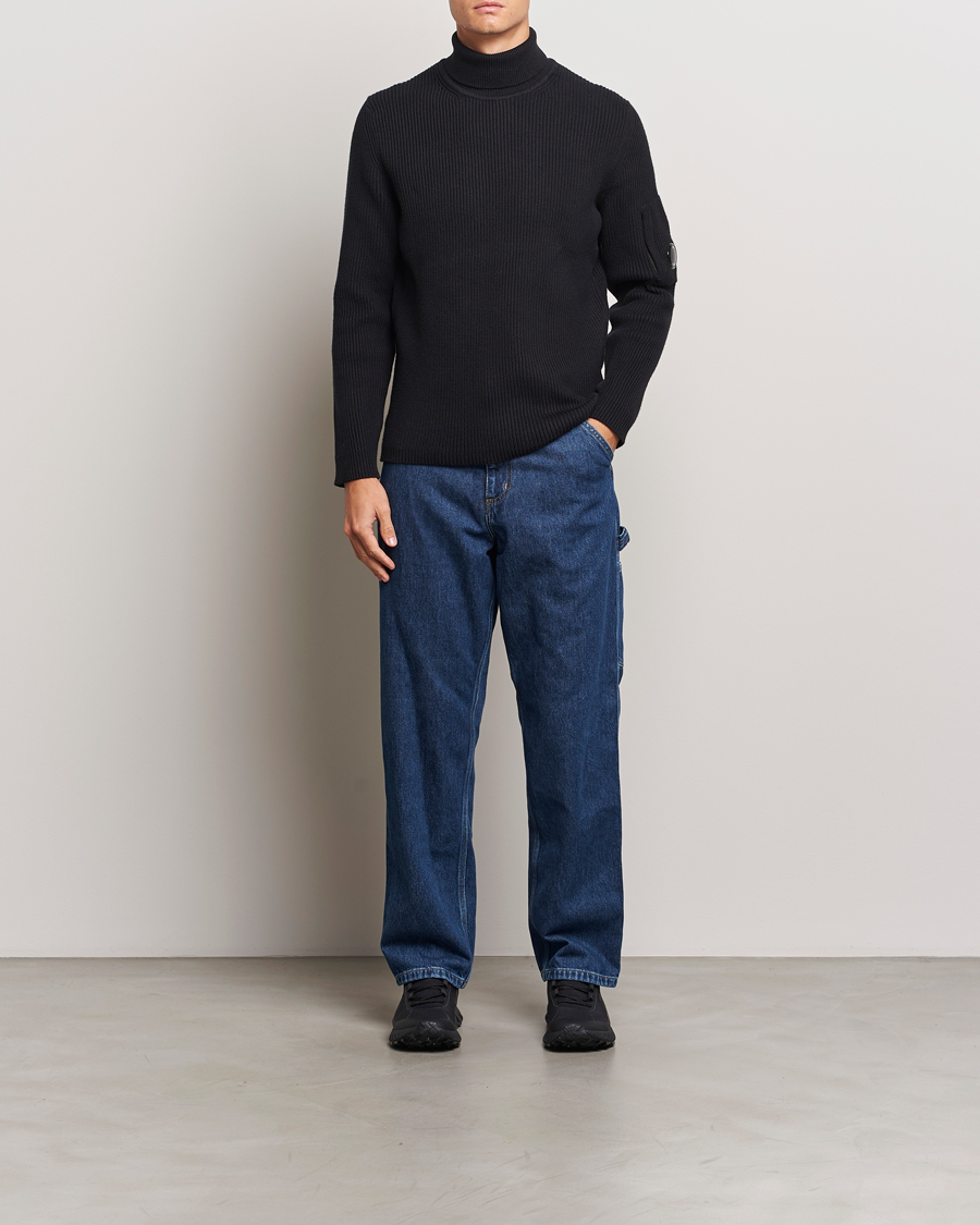 Mies | Puserot | C.P. Company | Full Rib Knitted Cotton Rollneck Black