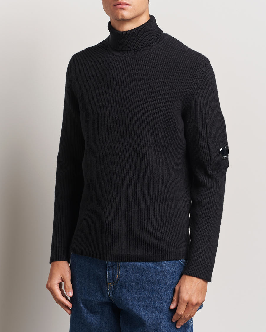 Mies | Puserot | C.P. Company | Full Rib Knitted Cotton Rollneck Black