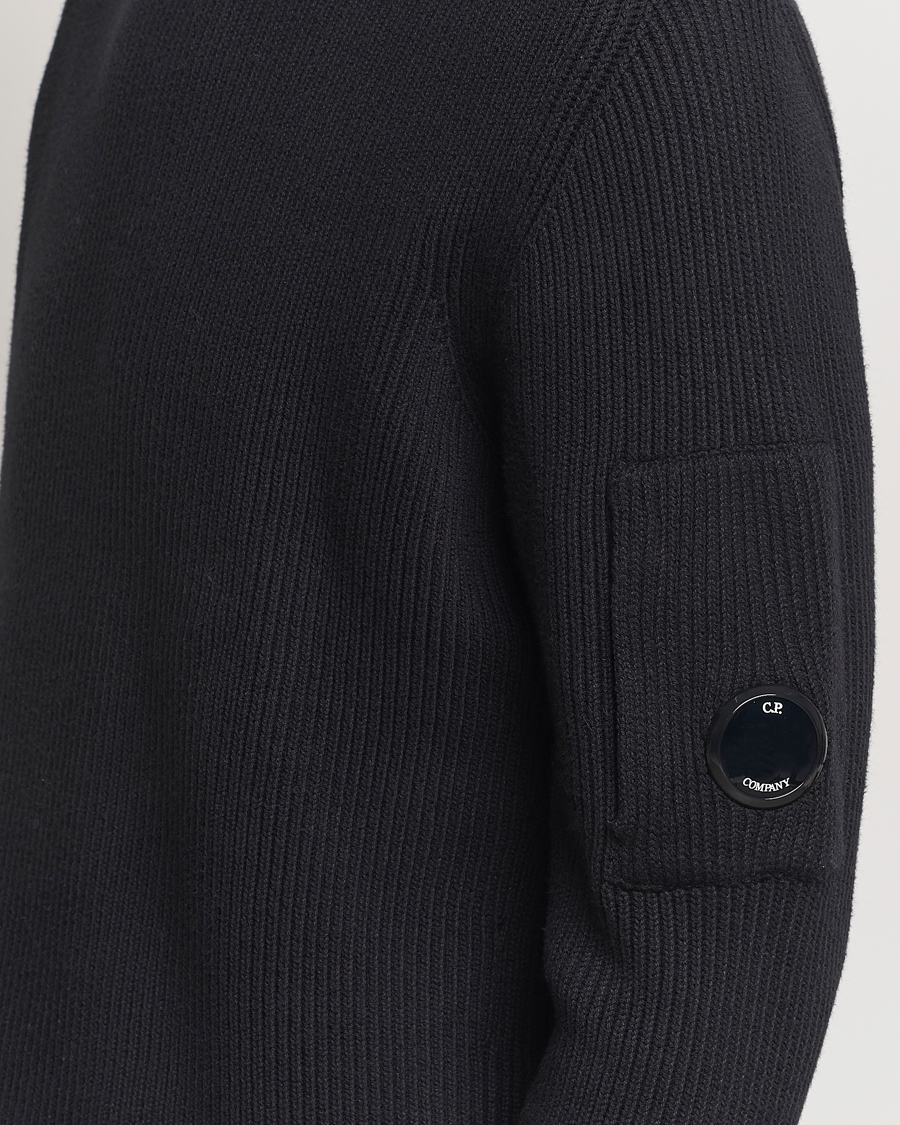 Mies | Puserot | C.P. Company | Full Rib Knitted Cotton Rollneck Black