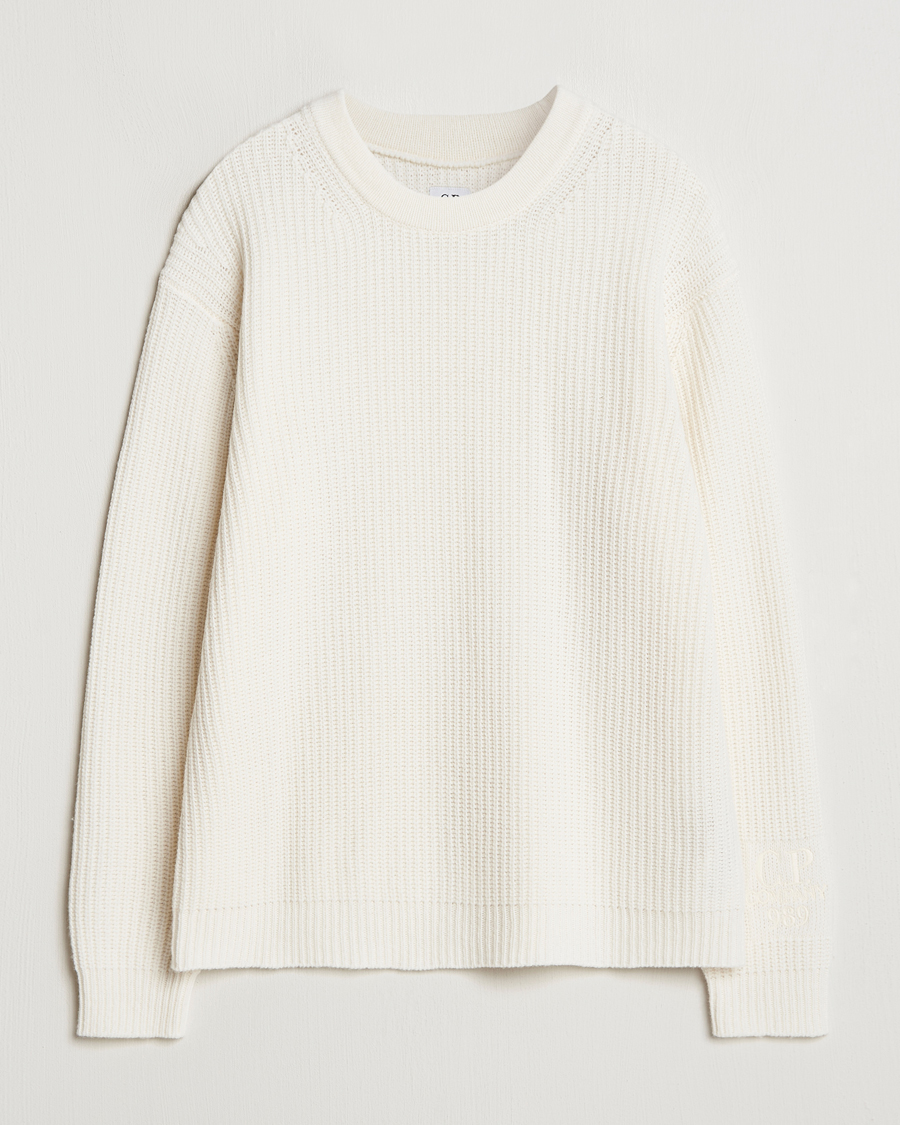 Mies | Puserot | C.P. Company | Lambswool Knitted Crew Neck Off White