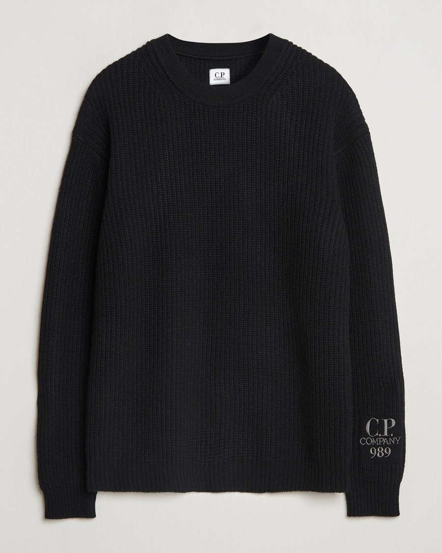 Mies | Puserot | C.P. Company | Lambswool Knitted Crew Neck Black