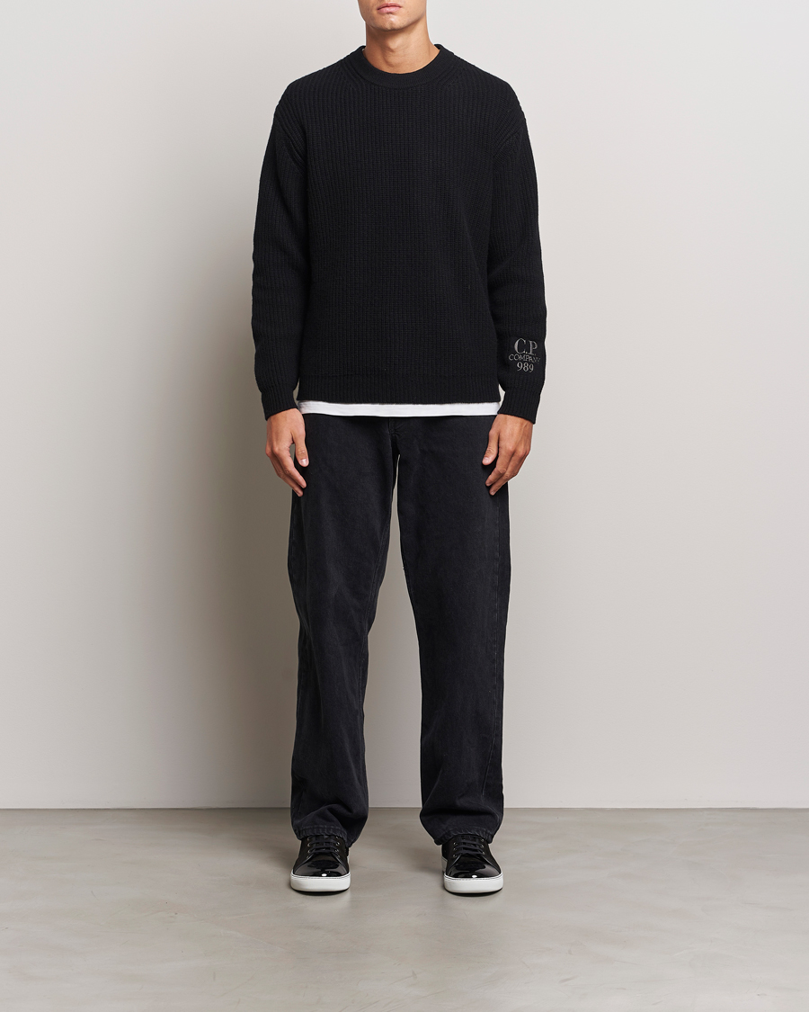 Mies | Puserot | C.P. Company | Lambswool Knitted Crew Neck Black