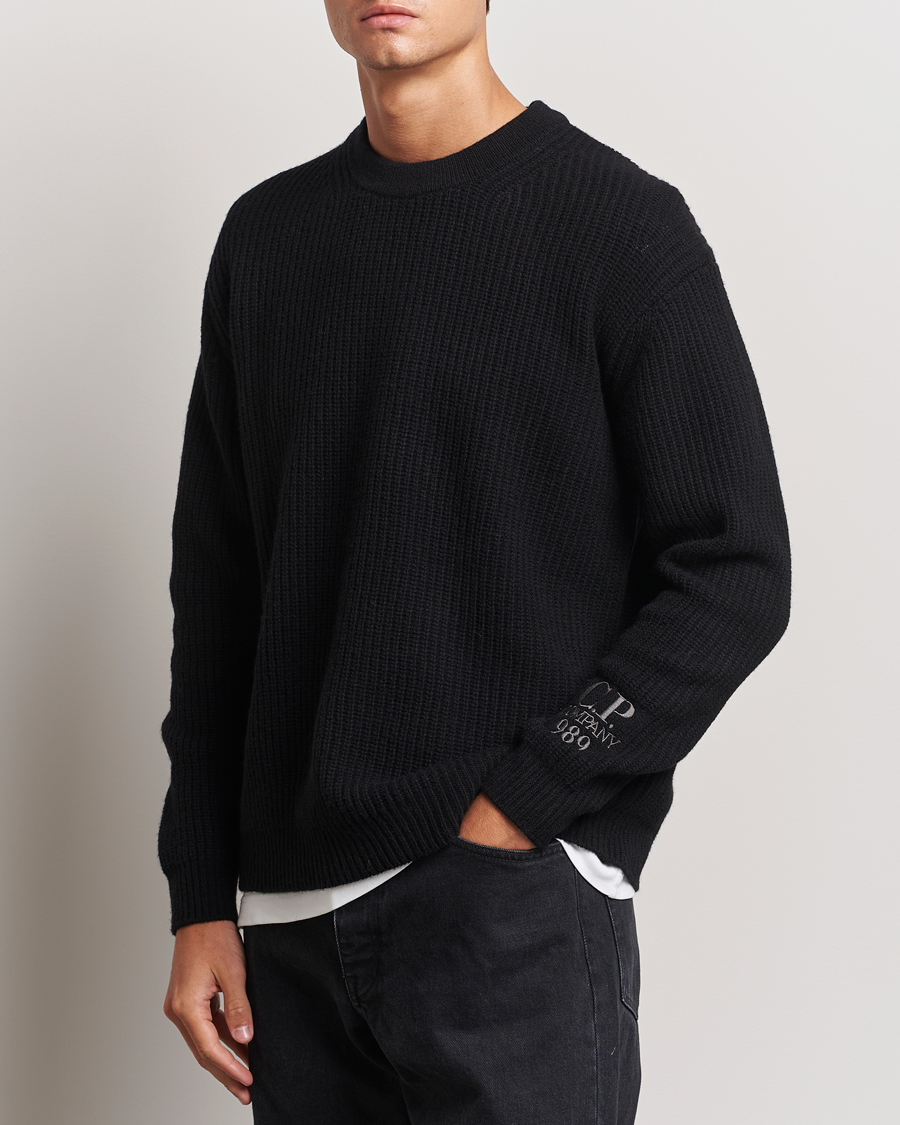 Mies | Puserot | C.P. Company | Lambswool Knitted Crew Neck Black
