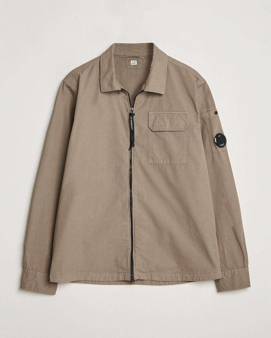 Mies | Kauluspaidat | C.P. Company | Organic Cotton Gabardine Zip Overshirt Taupe