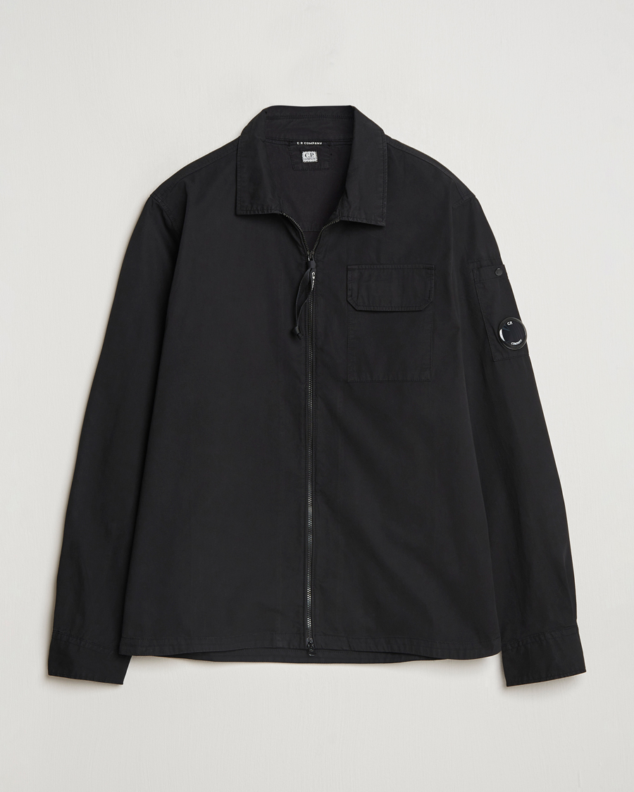 Mies | Kauluspaidat | C.P. Company | Garment Dyed Gabardine Zip Shirt Jacket Black