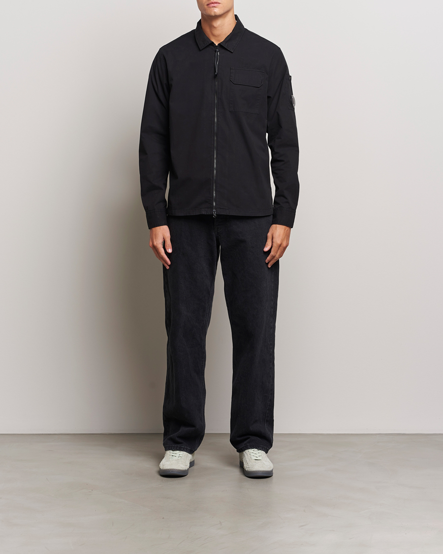 Mies | Kauluspaidat | C.P. Company | Garment Dyed Gabardine Zip Shirt Jacket Black