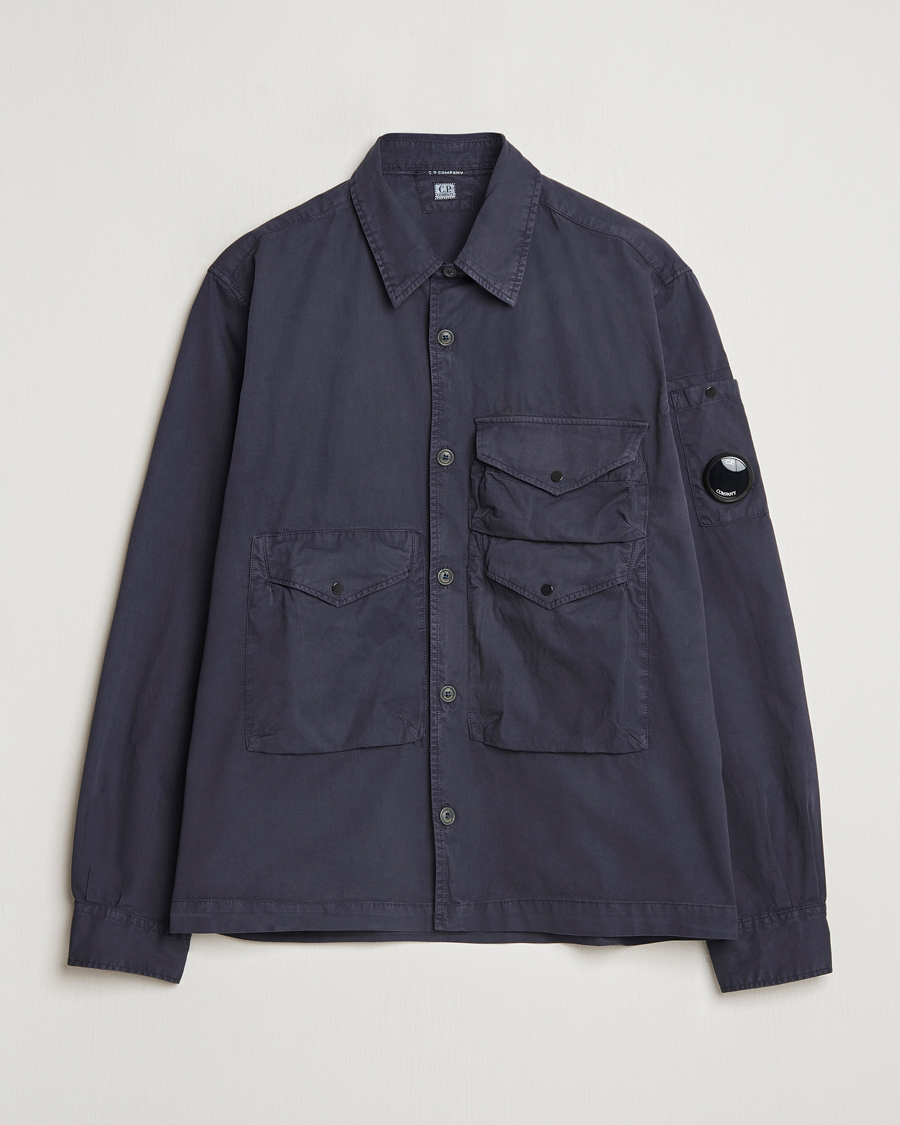 Mies | Kauluspaidat | C.P. Company | Organic Cotton Gabardine Pocket Overshirt Washed Blue