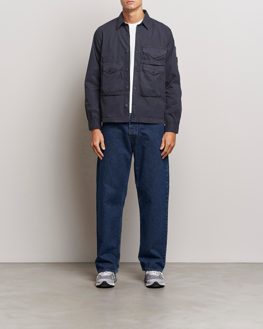 Mies | Kauluspaidat | C.P. Company | Organic Cotton Gabardine Pocket Overshirt Washed Blue