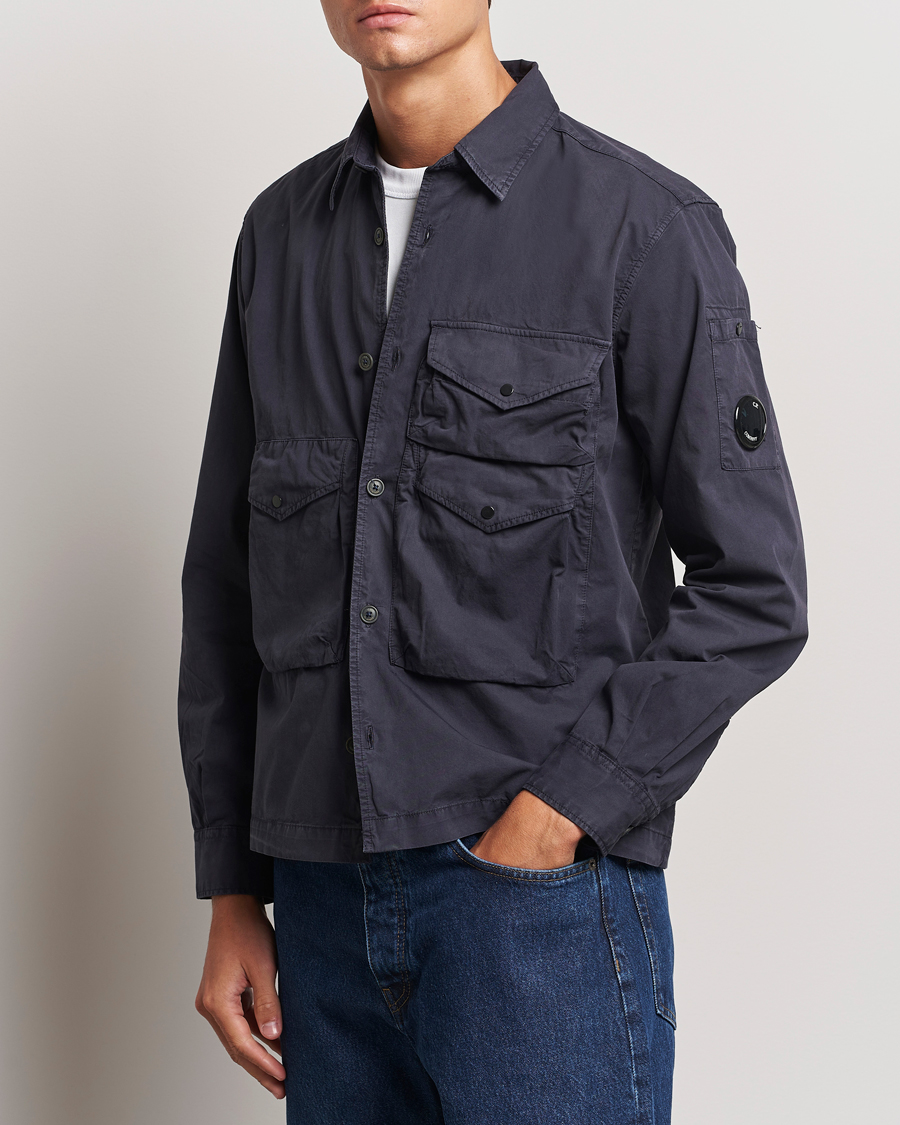 Mies | Kauluspaidat | C.P. Company | Organic Cotton Gabardine Pocket Overshirt Washed Blue