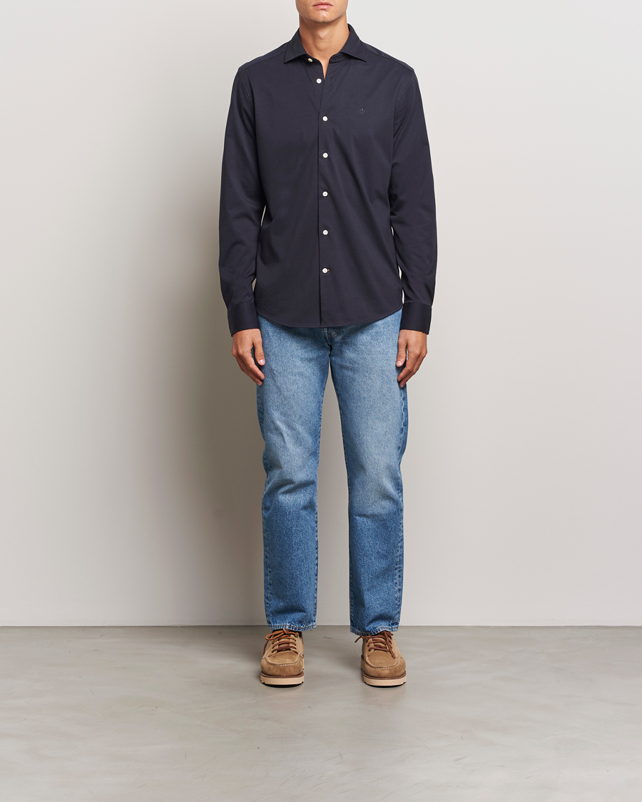 Mies | Kauluspaidat | Morris | Dressed Jersey Shirt Old Blue
