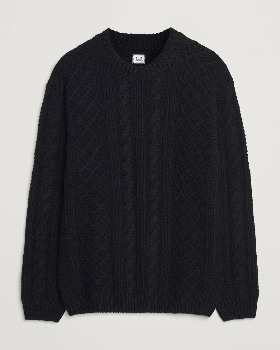 Mies | Puserot | C.P. Company | Heavy Knitted Lambswool Crewneck Black
