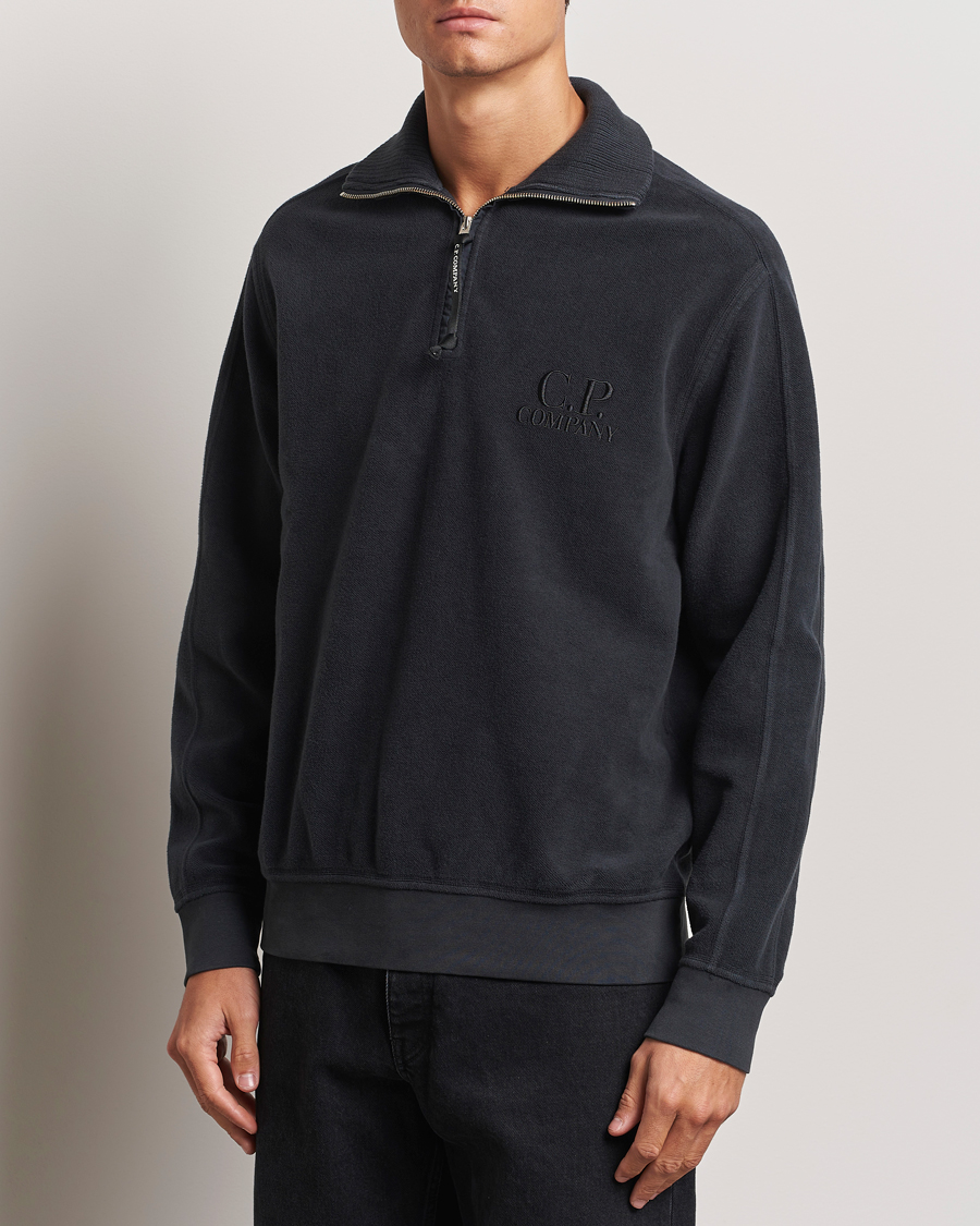 Mies | Puserot | C.P. Company | Brushed Diagonal Fleece Half Zip Grey Black