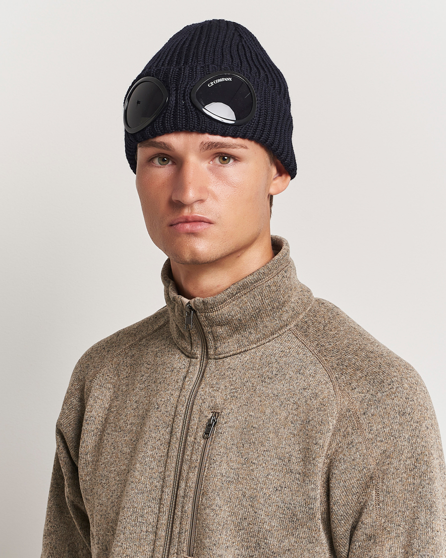 Mies | C.P. Company Knitted Merino Goggle Beanie Navy | C.P. Company | Knitted Merino Goggle Beanie Navy