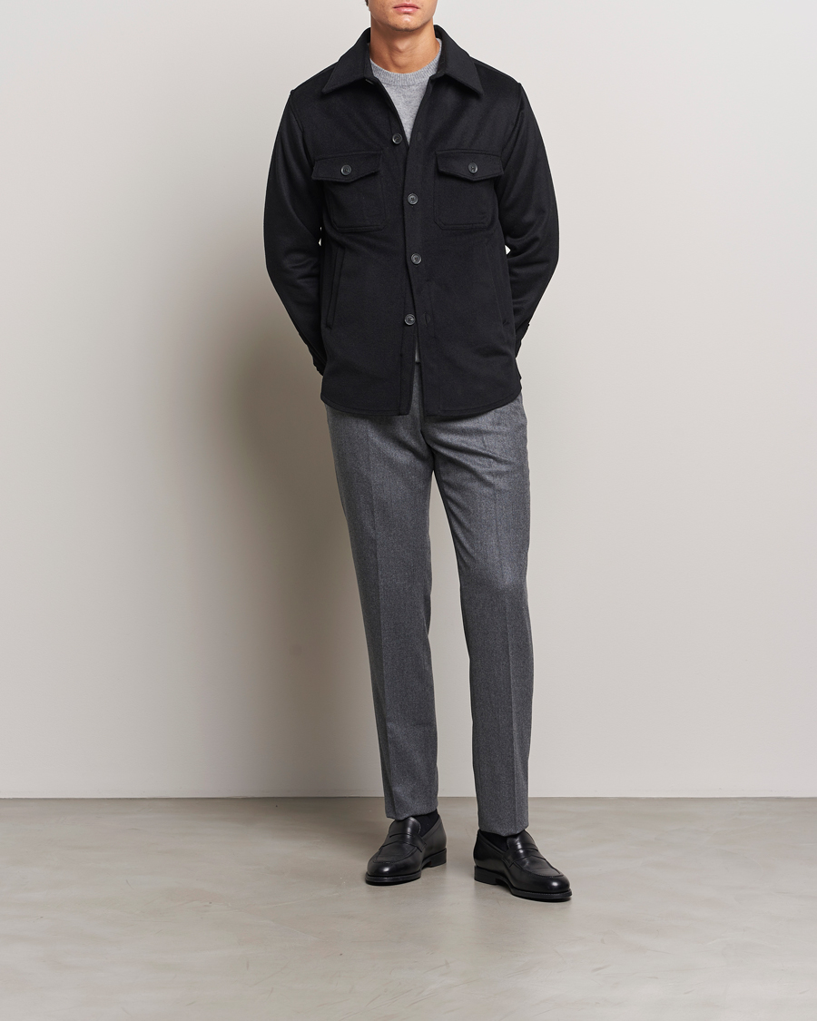 Mies | Takit | Oscar Jacobson | Maverick Wool/Cashmere Shirt Jacket Black