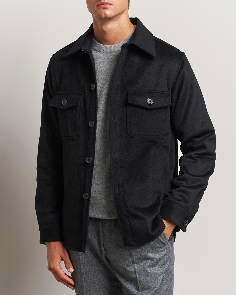 Mies | Takit | Oscar Jacobson | Maverick Wool/Cashmere Shirt Jacket Black