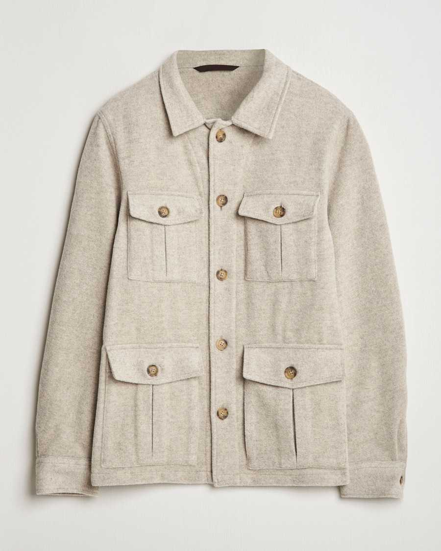 Mies | Takit | Oscar Jacobson | Safari Wool Shirt Jacket Beige