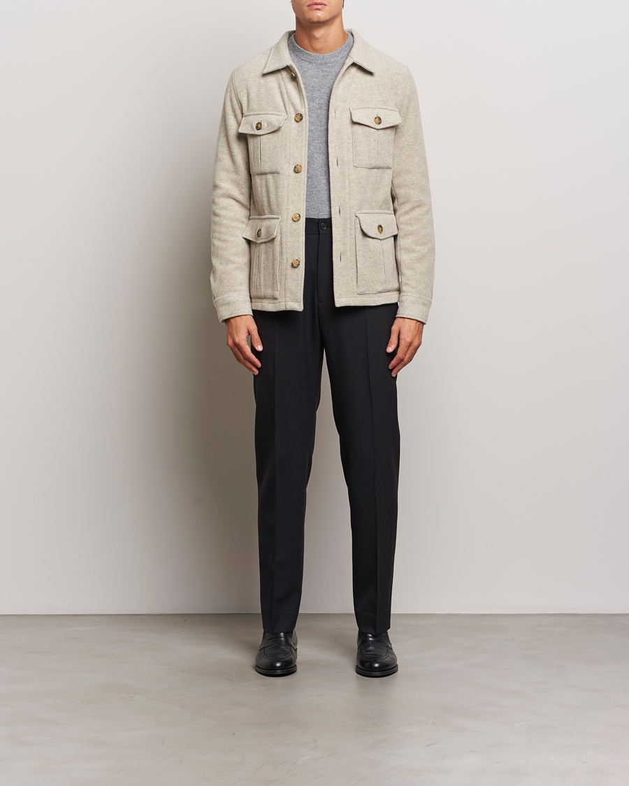 Mies | Takit | Oscar Jacobson | Safari Wool Shirt Jacket Beige