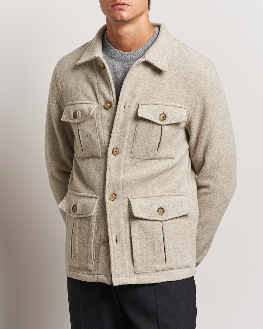 Mies | Takit | Oscar Jacobson | Safari Wool Shirt Jacket Beige