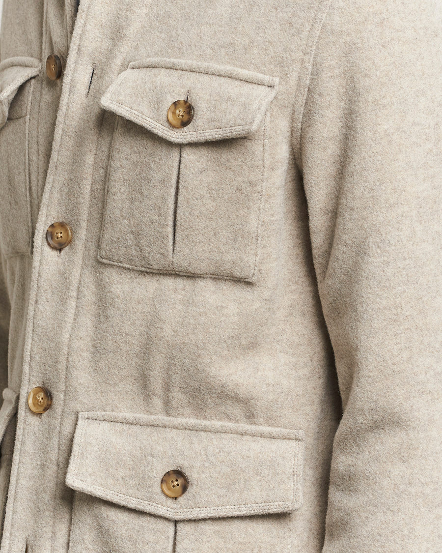 Mies | Takit | Oscar Jacobson | Safari Wool Shirt Jacket Beige