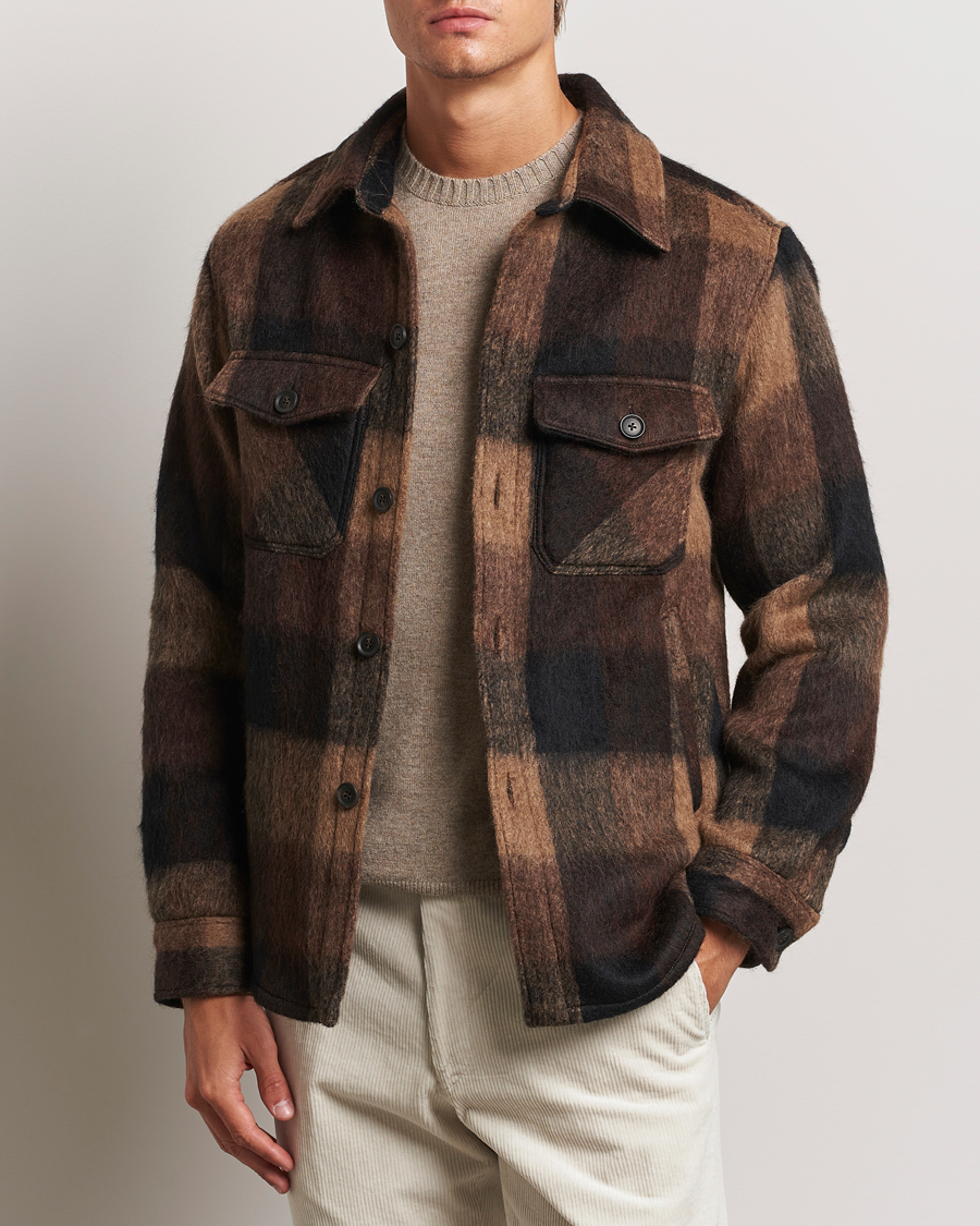 Mies | Takit | Oscar Jacobson | Maverick Checked Shirt Jacket Brown