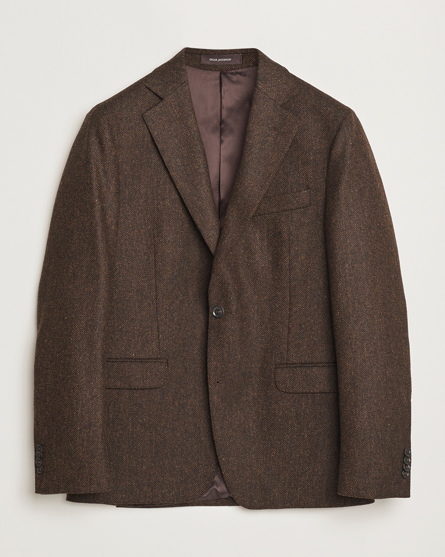 Mies | Pikkutakit | Oscar Jacobson | Fogerty Moon Herringbone Tweed Blazer Brown