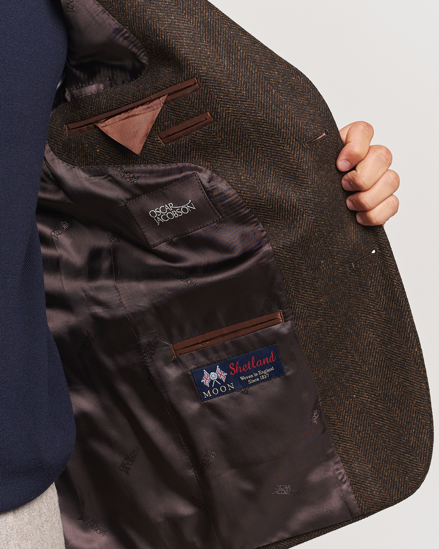 Mies | Pikkutakit | Oscar Jacobson | Fogerty Moon Herringbone Tweed Blazer Brown