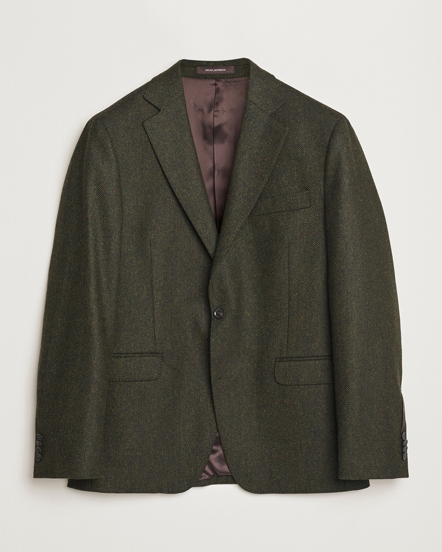 Mies | Pikkutakit | Oscar Jacobson | Fogerty Moon Herringbone Tweed Blazer Green