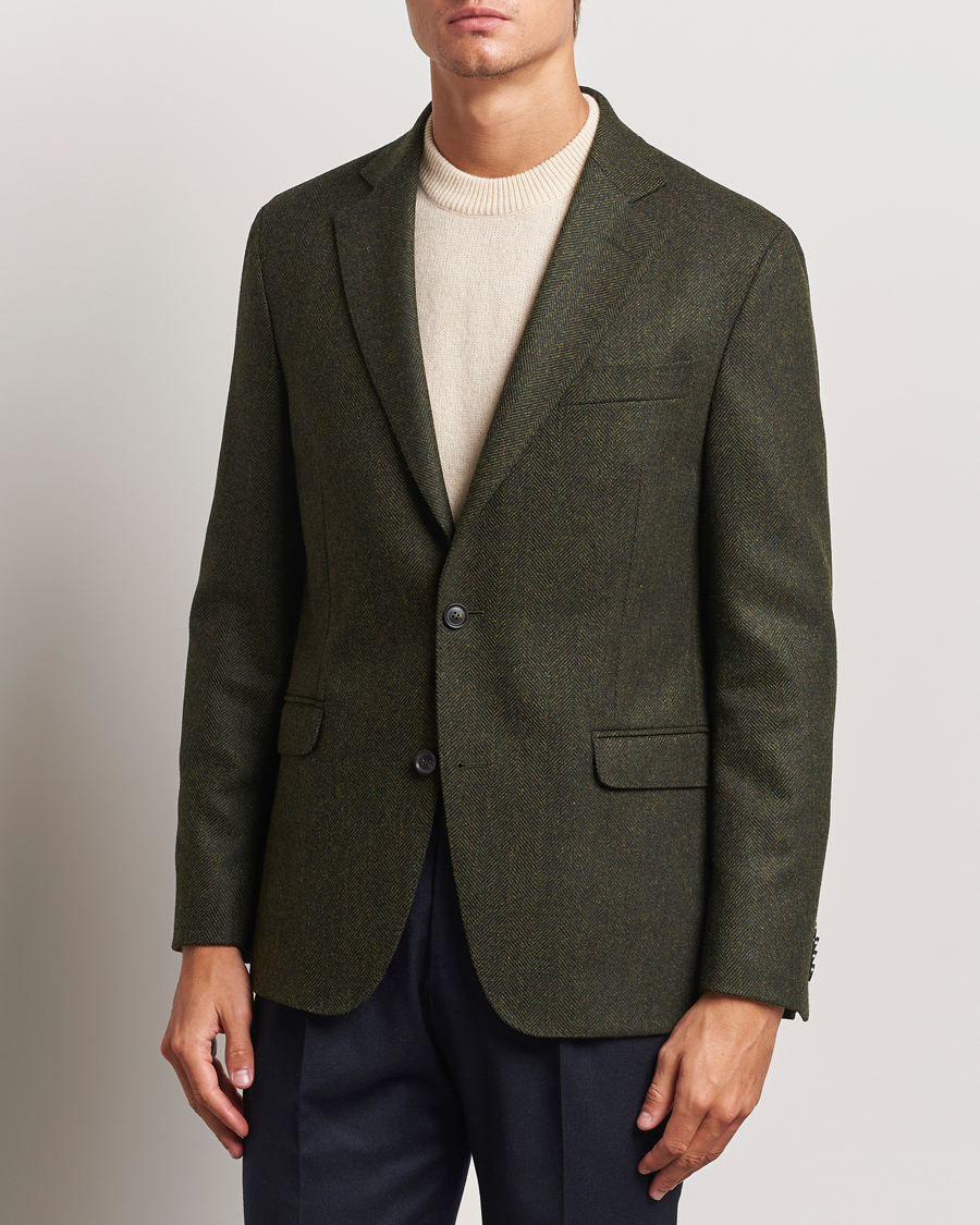 Mies | Pikkutakit | Oscar Jacobson | Fogerty Moon Herringbone Tweed Blazer Green