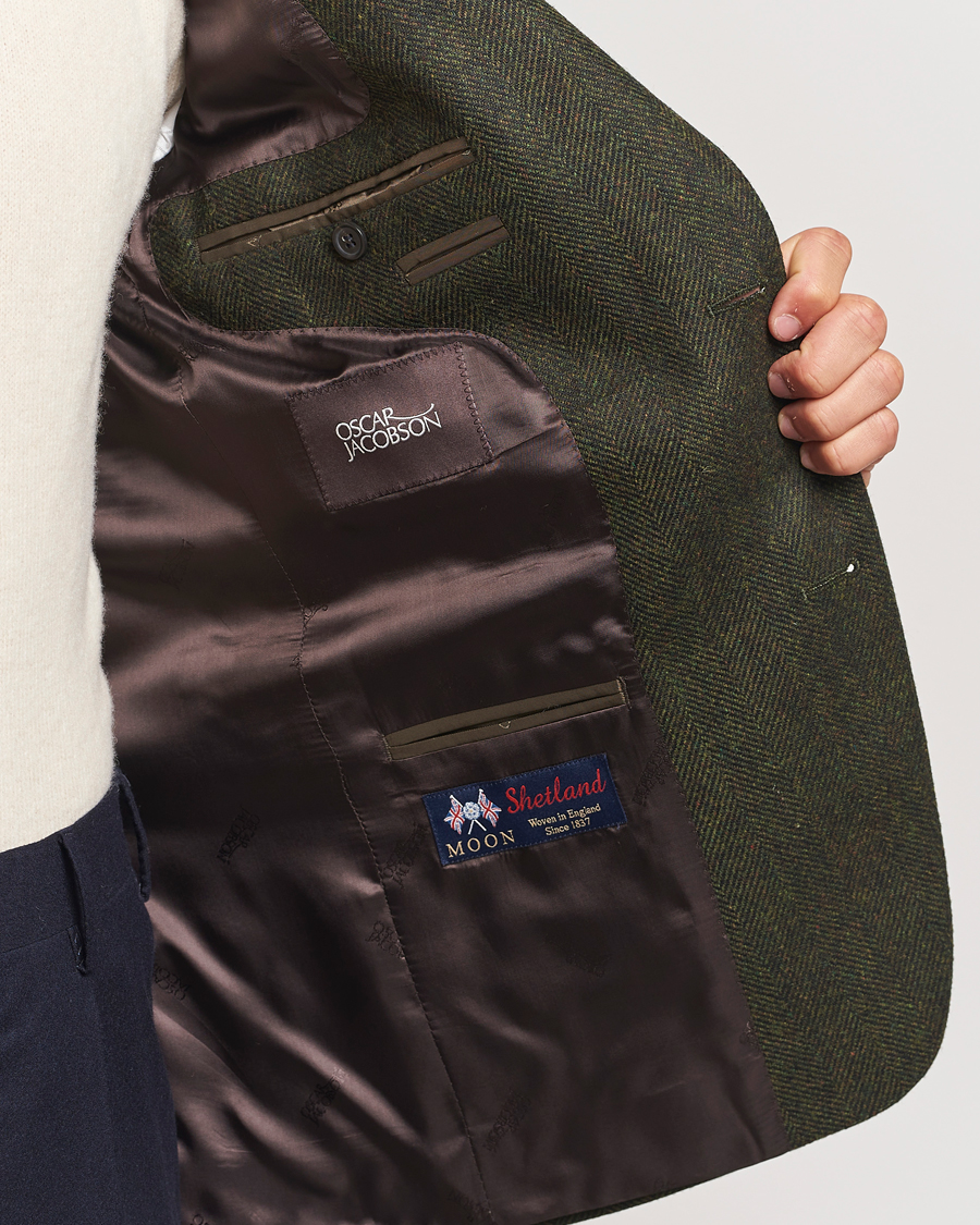 Mies | Pikkutakit | Oscar Jacobson | Fogerty Moon Herringbone Tweed Blazer Green