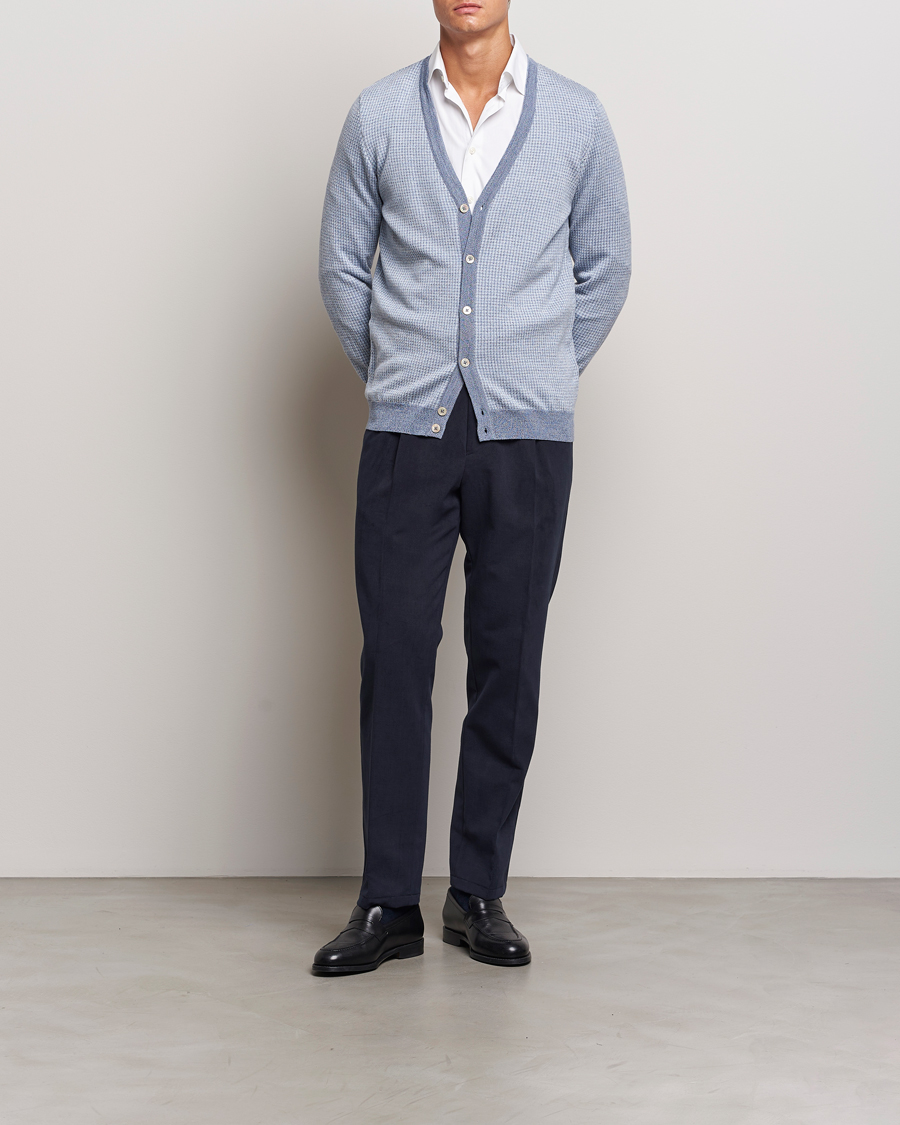 Mies | Housut | Oscar Jacobson | Delon Brushed Cotton Trousers Navy