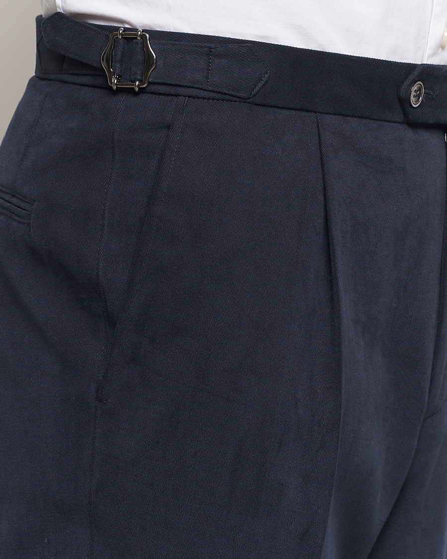 Mies | Housut | Oscar Jacobson | Delon Brushed Cotton Trousers Navy