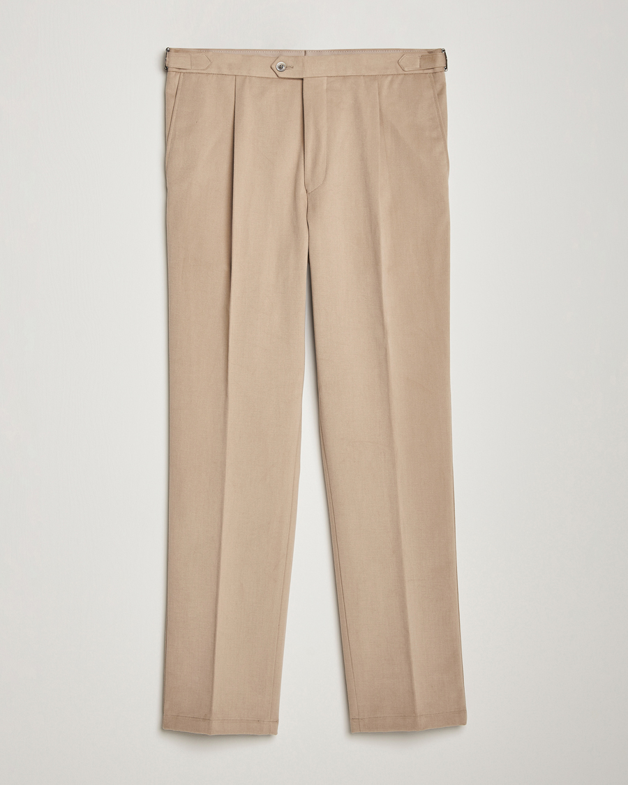 Mies | Housut | Oscar Jacobson | Delon Brushed Cotton Trousers Beige