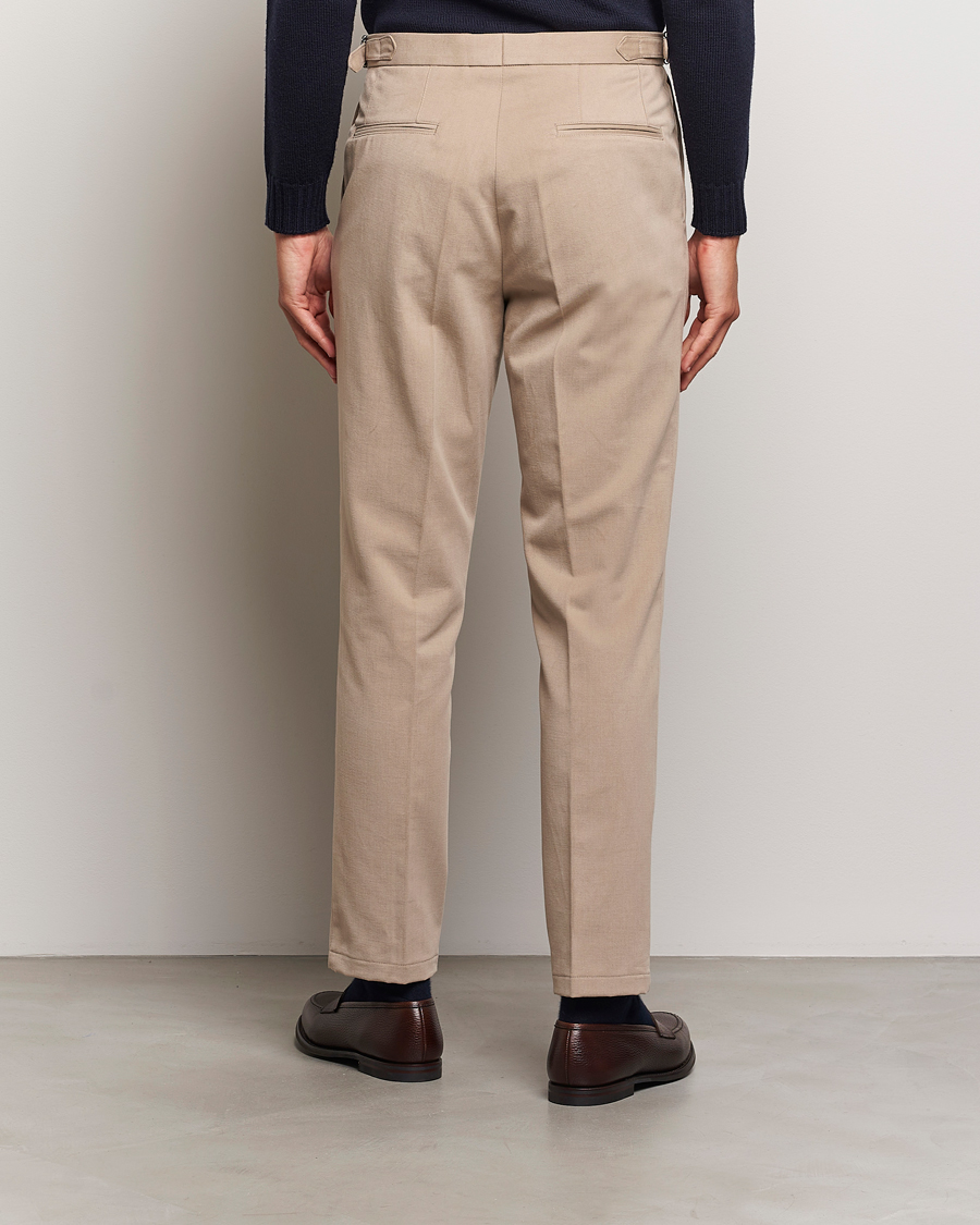 Mies | Housut | Oscar Jacobson | Delon Brushed Cotton Trousers Beige