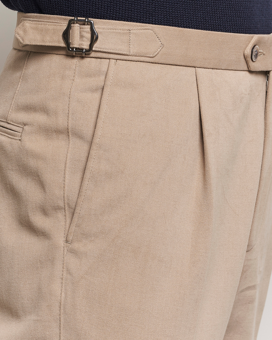 Mies | Housut | Oscar Jacobson | Delon Brushed Cotton Trousers Beige