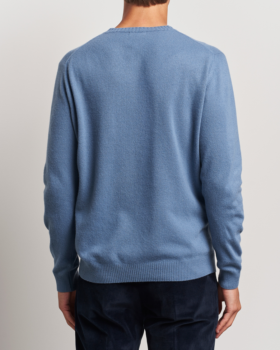 Mies | Puserot | Oscar Jacobson | Valter Wool/Cashmere Round Neck Blue