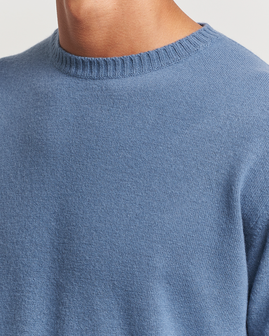 Mies | Puserot | Oscar Jacobson | Valter Wool/Cashmere Round Neck Blue