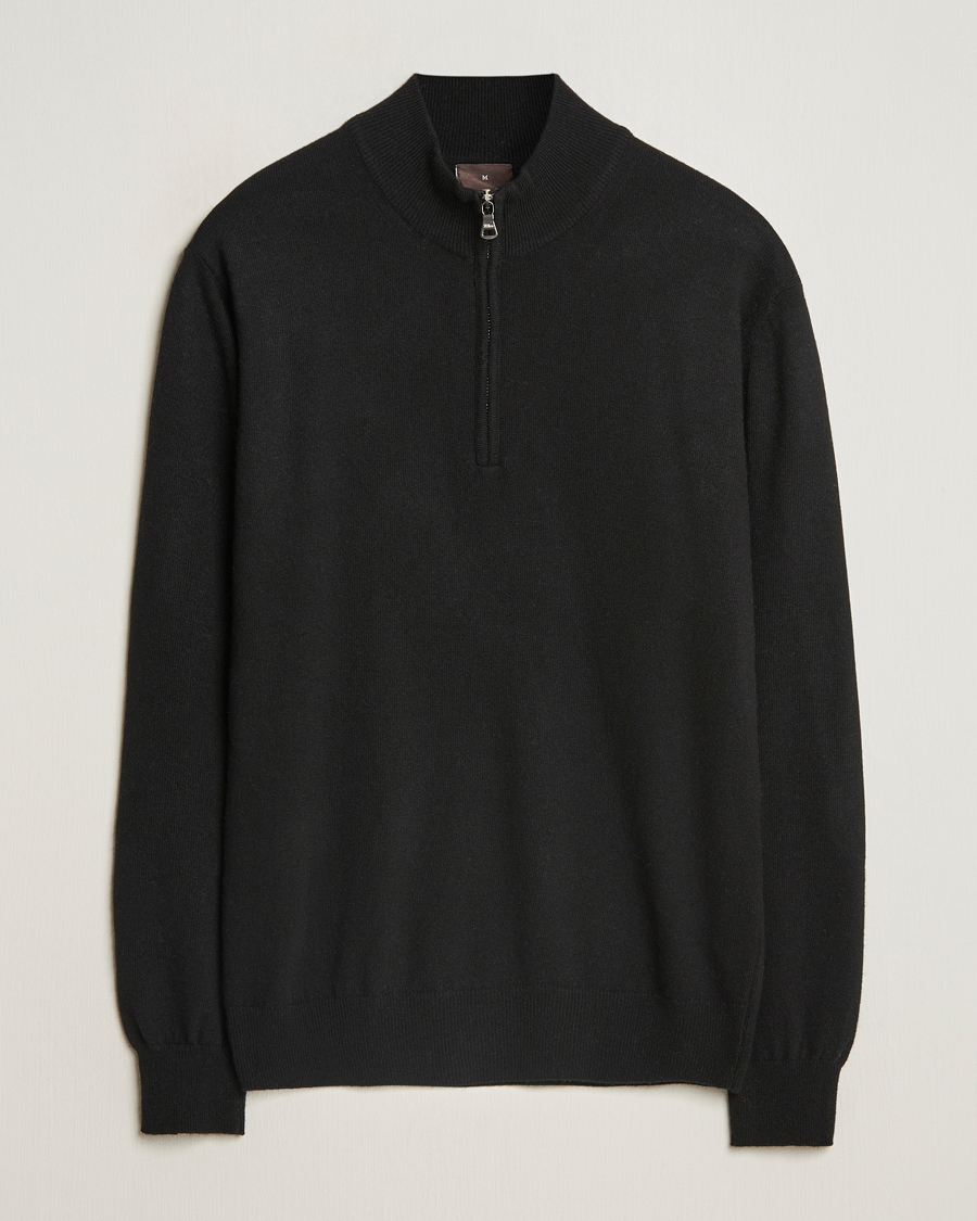 Mies | Puserot | Oscar Jacobson | Patton Wool/Cashmere Half Zip Black
