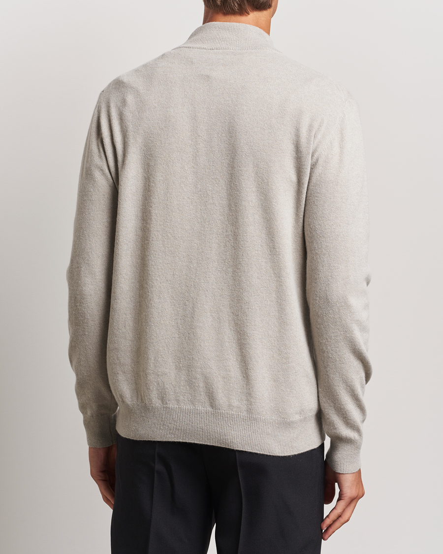 Mies | Puserot | Oscar Jacobson | Patton Wool/Cashmere Half Zip Light Beige