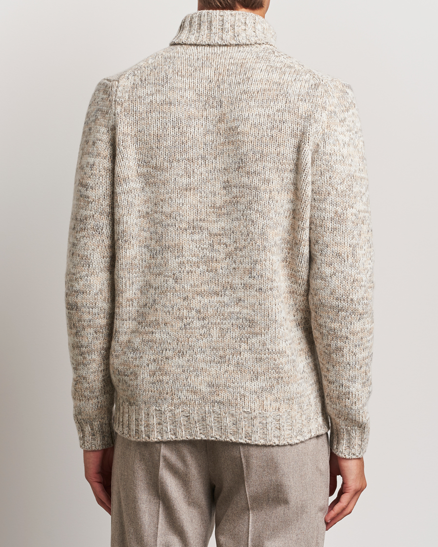Mies | Puserot | Oscar Jacobson | Mika Heavy Knitted Merino Rollneck Beige