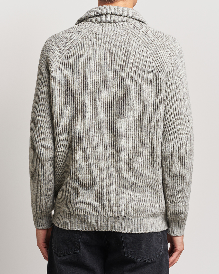 Mies | Puserot | Peregrine | Ford Knitted Wool Half Zip Light Grey